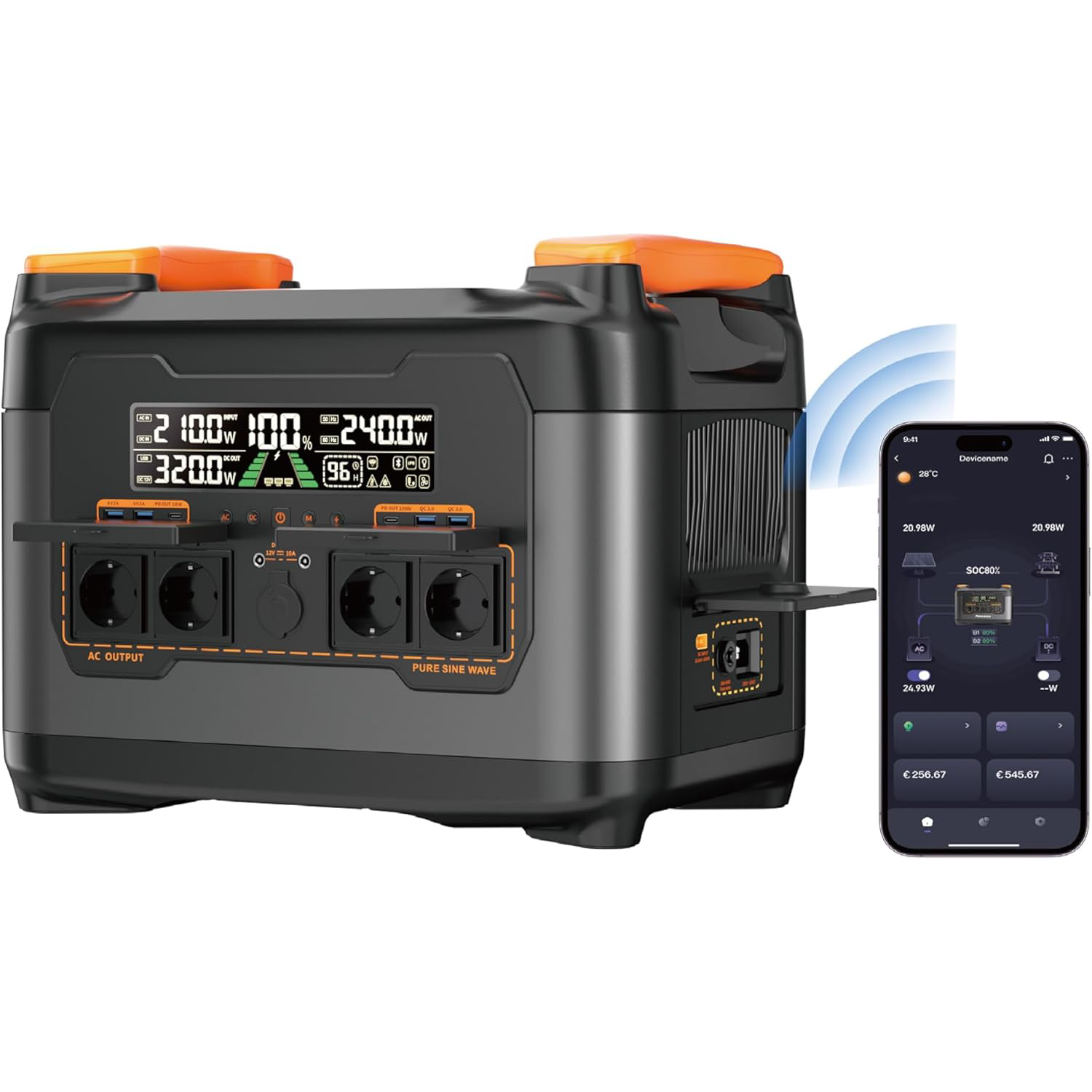 NECESPOW S2400 Portable Power Station with smart app control display