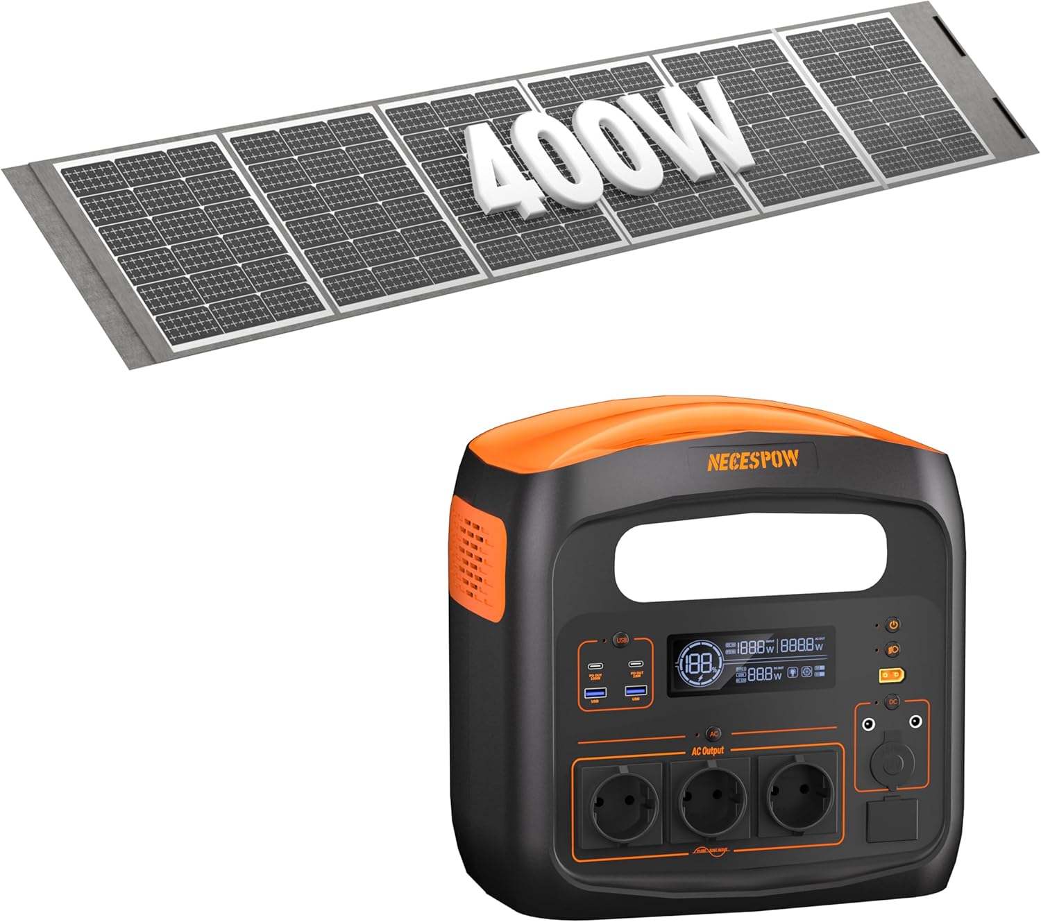 1800W Portable Power Station with Solar Panels, Solar Generator for Camping, Emergency Power, Outdoor