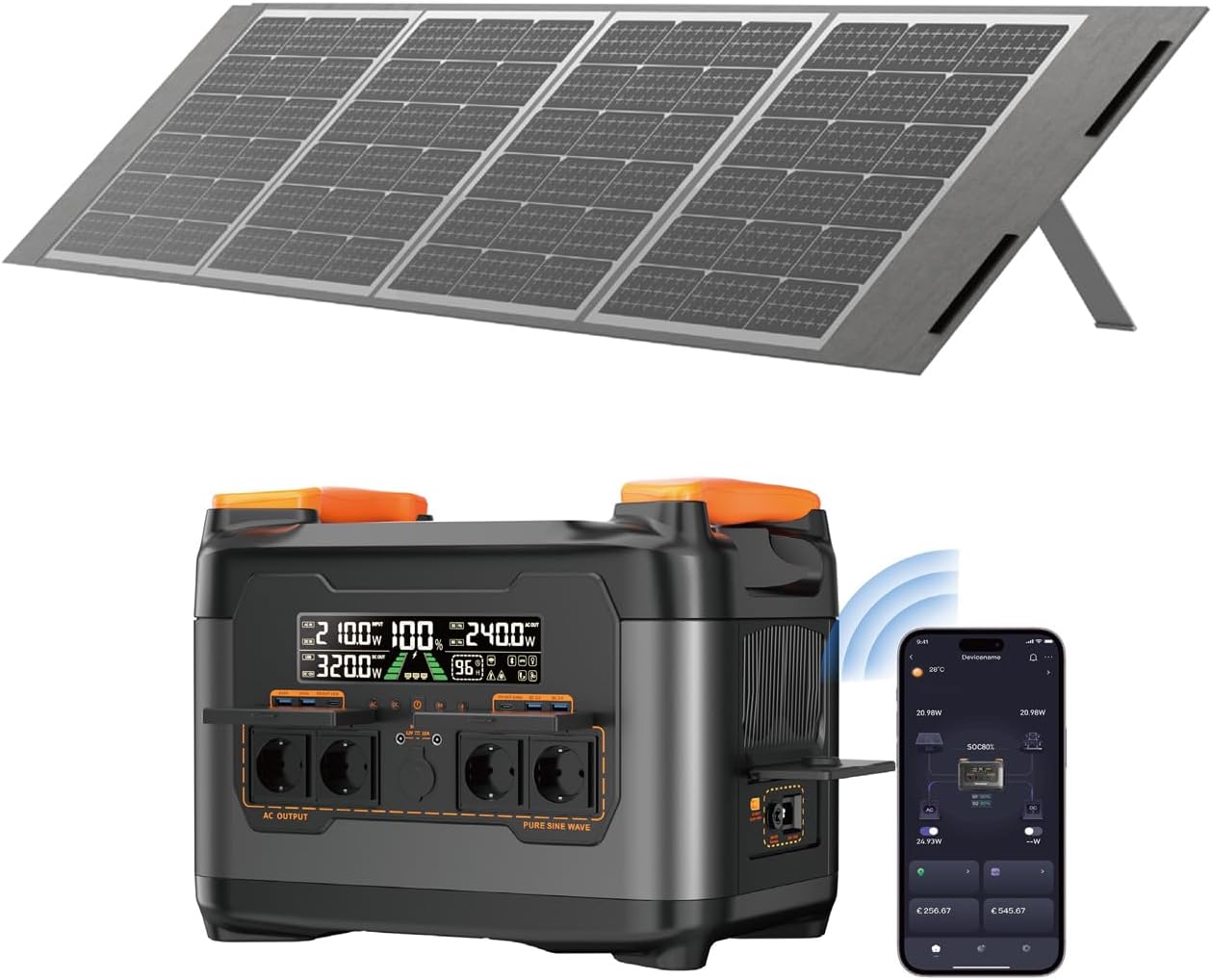 Portable Power Station S2400 with Solar Panels, 2kWh Solar Generator