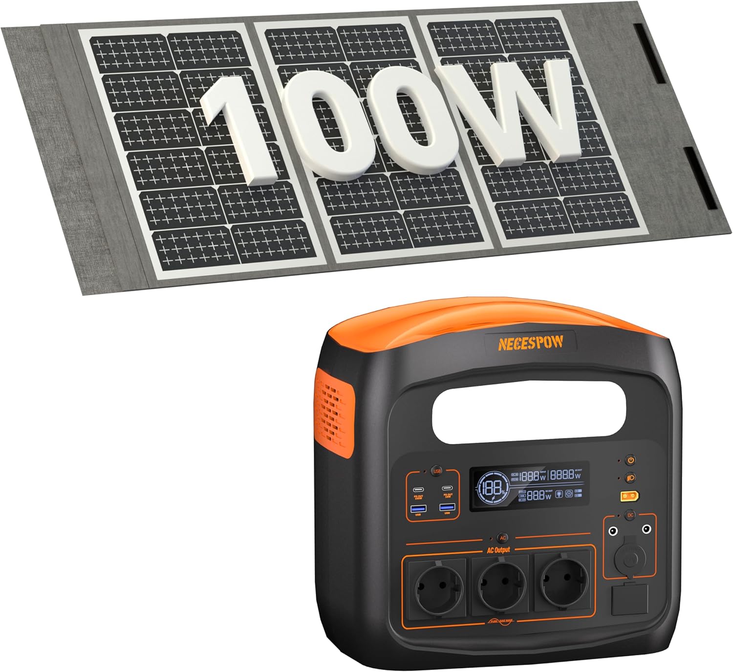 1800W Portable Power Station with Solar Panels, Solar Generator for Camping, Emergency Power, Outdoor
