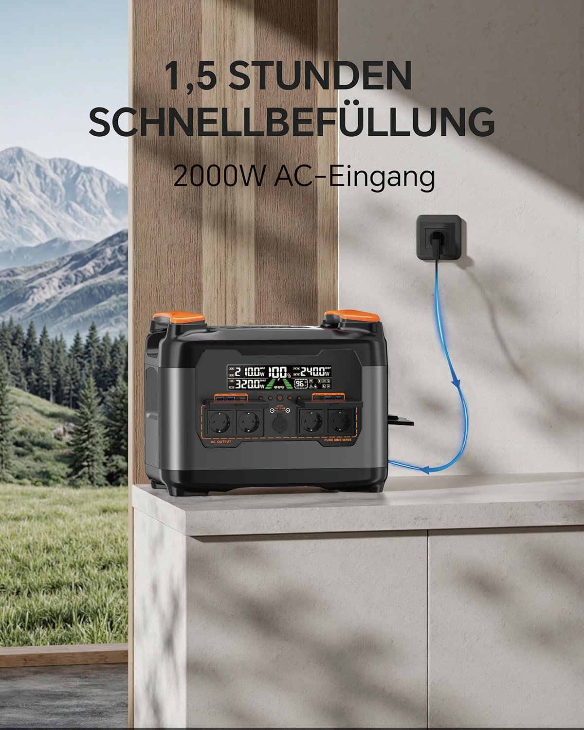 Portable Power Station S2400 with Solar Panels, 2kWh Solar Generator