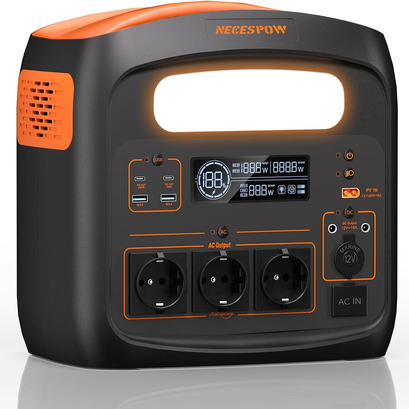 NECESPOW 1800W Portable Power Station | 1024Wh Solar Generator