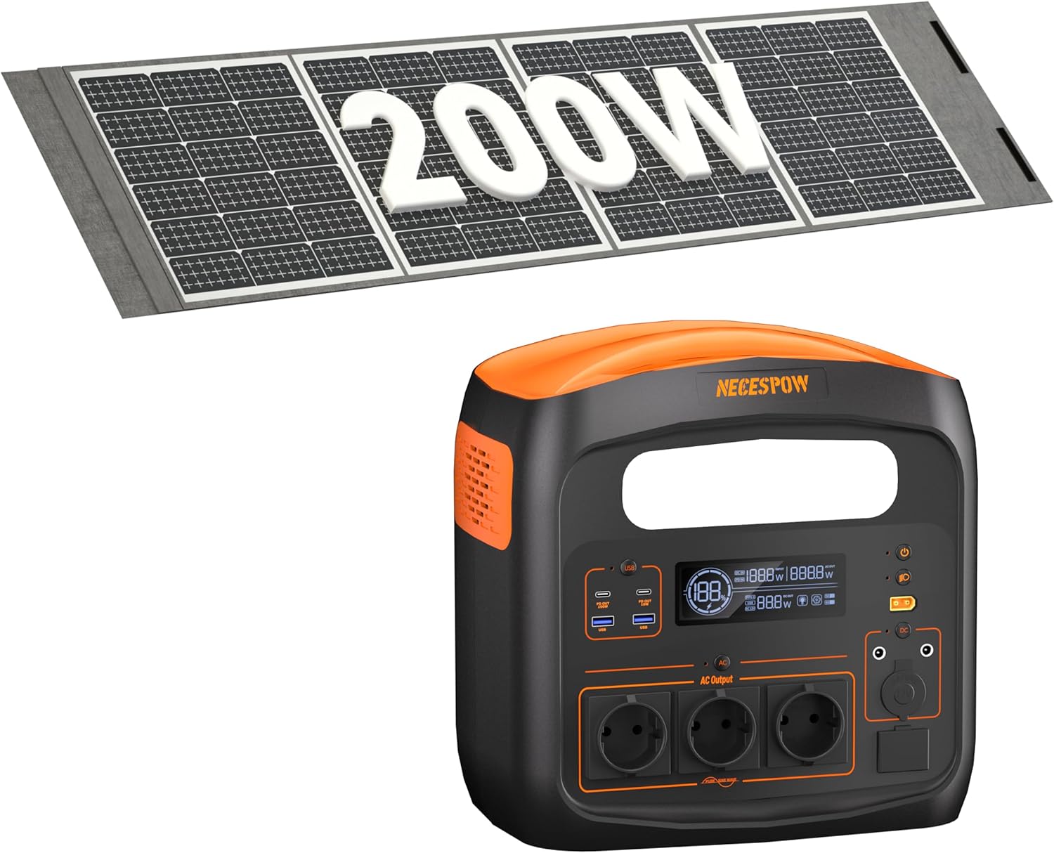 1800W Portable Power Station with Solar Panels, Solar Generator for Camping, Emergency Power, Outdoor