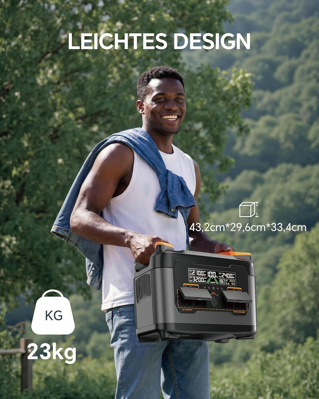 Portable Power Station S2400, 2048Wh/2400W (4500W Peak) LiFePO4 Battery, 4 x AC Outputs, 1.5 Pieces Quick Charge, Mobile Power Supply, MPPT 600W Solar Generator for Home Camping
