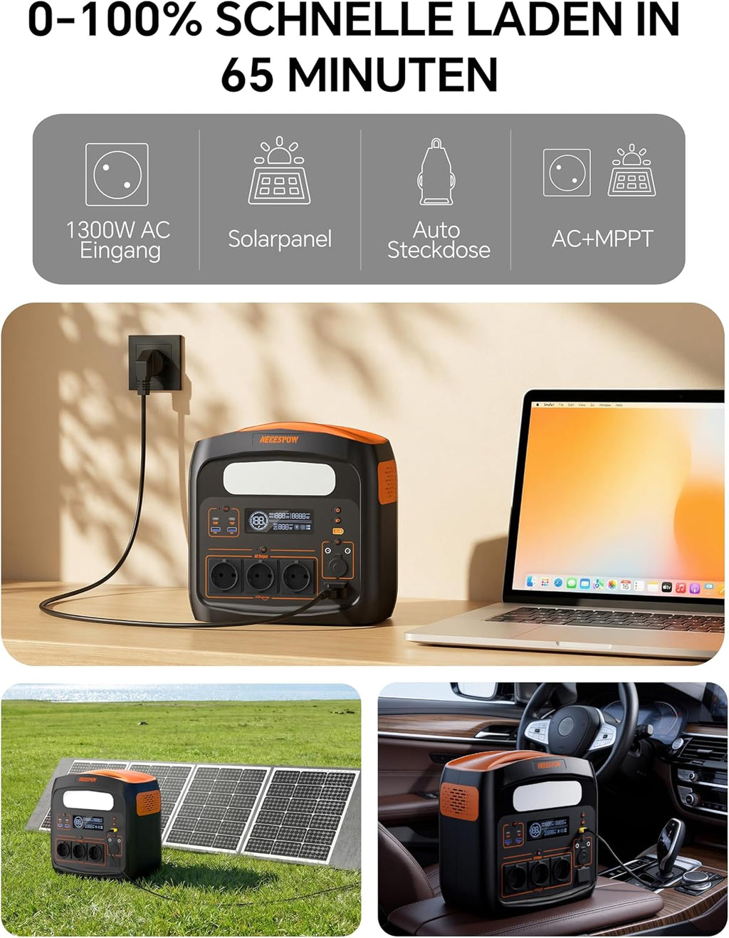 1800W Portable Power Station with Solar Panels, Solar Generator for Camping, Emergency Power, Outdoor