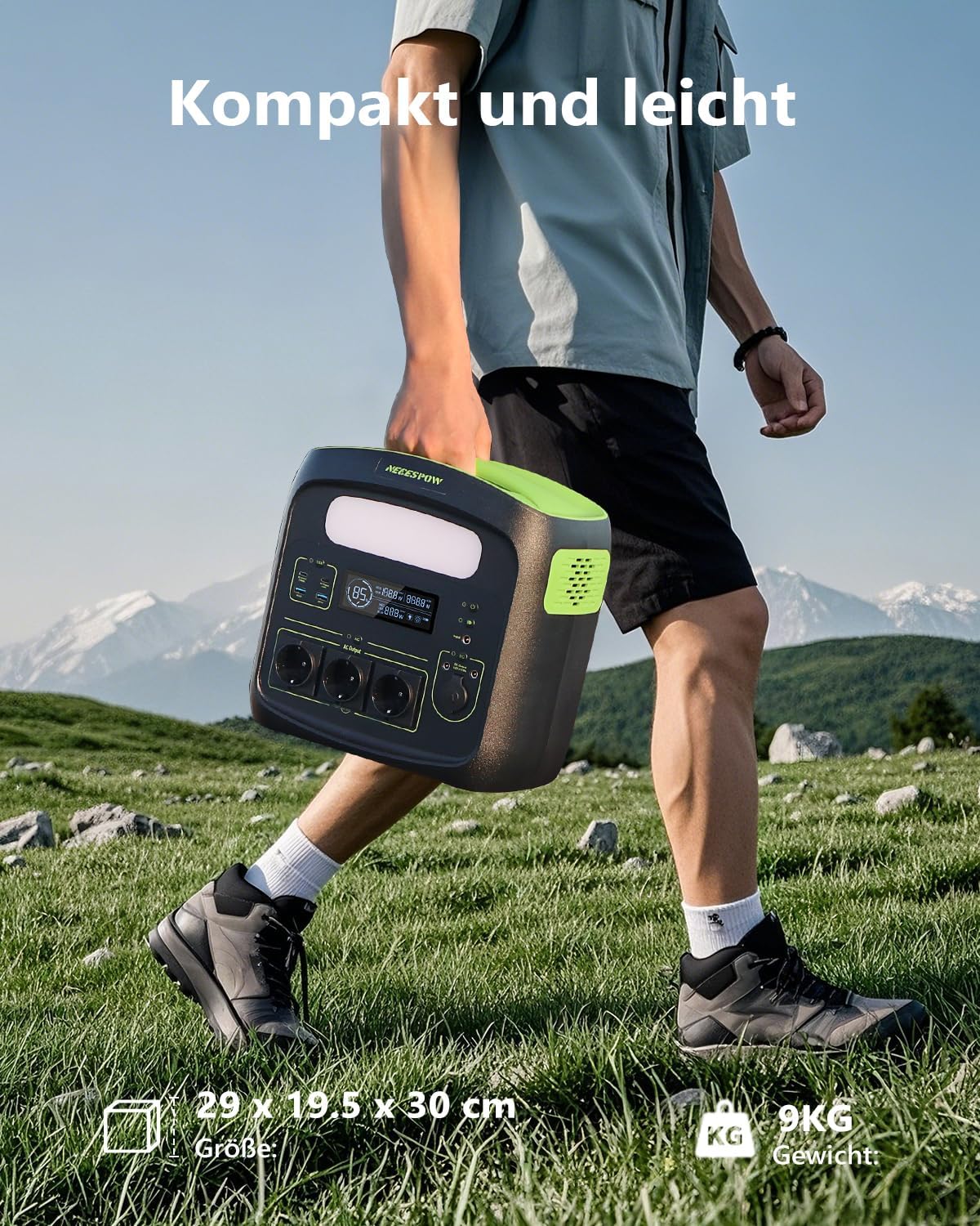 Portable Power Station N7576 700W (Peak 1400W) 483.84Wh AC Sockets x 3, Power Station LiFePO4 Battery Pure Sine Wave, USB-C PD100W Output, Solar Generator for Camping Home CPAP